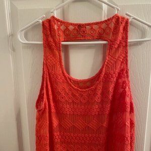 Coral Lace Top Medium Length